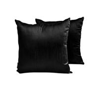The HomeCentric Decorative Plain Cushion Cover Black Pack of 2, Pack of 2, 50x50 cm (20"x20") Cushion Covers, Art Silk Plain & Solid Cushion Cover For couch, Solid Modern Style - Black Luxury