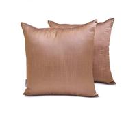 The HomeCentric Decorative Plain Cushion Cover Copper Pack of 2, 30x30 cm (12"x12") Toss Cushion Covers, Art Silk Plain & Solid Pillow Covers For Sofa, Solid Modern Style - Copper Luxury