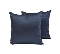 The HomeCentric Decorative Plain Cushion Cover Midnight Blue Pack of 2, 40x40 cm (16"x16") Cushion Cases, Art Silk Plain & Solid Thow Cushion Case For Sofa, Solid Modern Style - Midnight Blue Luxury