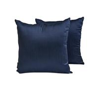 The HomeCentric Decorative Plain Cushion Cover Navy Blue Pack of 2, 65x65 cm (26"x26") Euro Shams Covers, Art Silk Plain & Solid Thow Cushion Case For Sofa, Solid Modern Style - Navy Blue Luxury