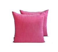 The HomeCentric Decorative Throw Cushion Cover Fuchsia Pack of 2, 40x40 cm Art Silk Two Tone Silk, Solid Pillow Cushion Cover For Sofa, Hotels, living, Bed Room, Solid Modern - Fuchsia Pink Luxury