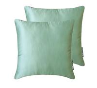 The HomeCentric Decorative Throw Cushion Cover Ice Green Pack of 2, 30x30 cm Satin Solid, Satin Cushion Cover For Sofa, Hotels, living, Bed Room, Solid Modern Style - Ice Green Slub Satin