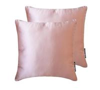 The HomeCentric Decorative Throw Cushion Cover Light Pink Pack of 2, 45x45 cm Satin Solid, Satin Cushion Cover For Sofa, Hotels, living, Bed Room, Solid Modern Style - Light Pink Slub Satin
