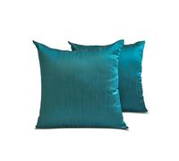 The HomeCentric Decorative Throw Cushion Cover Teal Blue Pack of 2, 60x60 cm (24"x24") Art Silk Solid & Two Tone Silk Sofa Cushion Covers For Hotels, living, Bed Room, Modern - Teal Blue Luxury