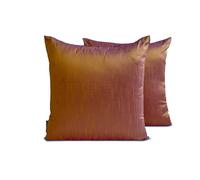 The HomeCentric Decorative Throw Cushion Covers Gold & Purple Pack of 2, 45x45 cm (18"x18") Art Silk Solid & Two Tone Silk Pillow Covers For Hotels, living, Bed Room, Modern - Gold & Purple Luxury