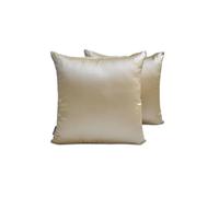 The HomeCentric Decorative Toss Cushion Covers Champagne Pack of 2, 40x40 cm (16"x16") Satin Solid Pillow Covers For Sofa, Solid Modern Style - Champagne Slub Satin