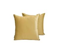 The HomeCentric Decorative Toss Cushion Covers Light Gold Pack of 2, 55x55 cm (22"x22") Satin Solid Pillow Covers For Sofa, Solid Modern Style - Light Gold Slub Satin