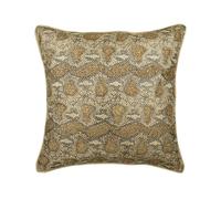 The HomeCentric Gold Cushion Cover Couch, 30x30 cm (12x12 inch) Faux Leather & Suede Cushioncase With Zipper, Cushion Covers with Beaded & Print, Animal Patterned, Modern - Walk The Wild