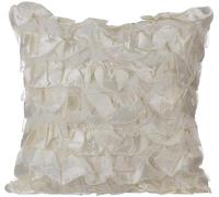 The HomeCentric Ivory Shams, Vintage Style Ruffles Shabby Chic Cushion Shams, 60x60 cm (24x24 inch) Cushion Sham, Square Satin Cushion Shams, Solid Pillow Cases, Modern - Vintage Heaven