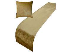 The HomeCentric King/Queen/Twin Gold Decorative Bed Runner King 225x45 cm Bed Runner WITHOUT Cushion Cover, Velvet Bed Scarf on Velvet fabric - Gold Velvet Plush
