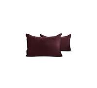 The HomeCentric Luxury Lumbar Cushion Covers Wine Pack of 2, 30x35 cm (12"x14") Satin Solid Cushion Cover For Sofa, Solid Modern Pillow Cover Style - Wine Slub Satin
