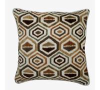 The HomeCentric Modern Decorative Throw Cushions Cover 45x 45 Ikat Brown Printed Velvet Cushion Covers, Square Throw Cushions Cover Brown Cushion Covers Pack of 2, 45x45 cm (18"x18") - Honey Hexagon