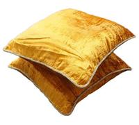 The HomeCentric Pack of 2, 45x45 cm (18"x18"), Square Decorative Throw Velvet Cushion Covers Uk with Bead Border, Solid Color Contemporary Designer Pillowcases for bedroom or Sofa - Glorious Flame