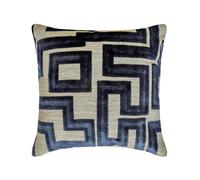 The HomeCentric Pack of 2 Blue Decorative Throw Cushion Cover 50x50 cm | Modern Velvet Pillow Cover Geometric | Navy Blue Velvet Pillowcases for Couch/Sofa & Bed, Modern Home Décor - Midnight Maze