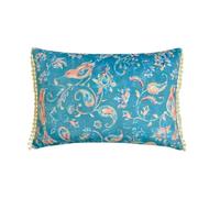 The HomeCentric Pack of 2 Decorative Lumbar Cushion Covers Blue 30x50 cm (12"x20") Velvet Bird, Lace Pillow Cover For Sofa, Couch, Bed, Patio And outdoor, Paisley Contemporary - Birdsong Paisley