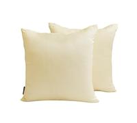 The HomeCentric Plain Cushion Cover Cream Pack of 2, 35x35 cm (14"x14") Toss Cushion Covers, Art Silk Plain & Solid Toss Cushion Covers, Solid Pattern Modern Style - Cream Luxury