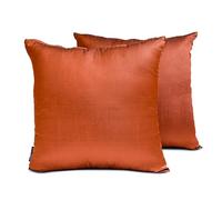 The HomeCentric Plain Cushion Cover Rust Pack of 2, 40x40 cm (16"x16") Toss Cushion Covers, Art Silk Plain & Solid Toss Cushion Covers, Solid Pattern Modern Style - Rust Luxury
