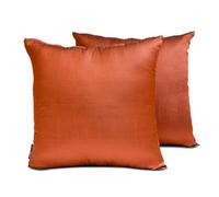 The HomeCentric Plain Cushion Cover Rust Pack of 2, 55x55 cm (22"x22") Toss Cushion Covers, Art Silk Plain & Solid Toss Cushion Covers, Solid Pattern Modern Style - Rust Luxury