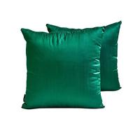 The HomeCentric Plain Cushion Covers Emerald Green Pack of 2, 50x50 cm (20"x20") Toss Cushion Covers, Art Silk Plain, Solid Toss Cushion Covers, Solid Pattern Modern Style - Dark Green Luxury