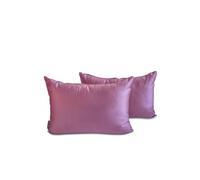 The HomeCentric Purple Satin Lumbar Cushion Covers 50x65 cm, Pack of 2 Solid Plain Luxury Accent Cushion Cover for Sofa, Couch, Bed, Living Room, Bedroom & Modern Home Décor - Light Purple Slub Satin