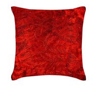 The HomeCentric Red Cushion Cover Couch, Ribbon Art Work Textured Cushion Cover, 50x50 cm (20x20 inch) Decorative, Solid Contemporary Decorative, Silk Cushioncase, Solid Color - Red Hot Satin Ribbon