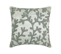 The HomeCentric Silver Cushion Cases, Beaded Corals Beach and Ocean Theme 45x45 cm (18x18 inch) Cushion Covers Decorative, Square Silk Throw Cushions Cover, Floral Mediterranean Cushion - Silver Coral