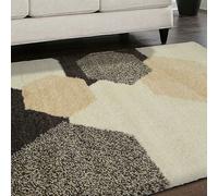 The Homemaker Rugs Collection Snug Shaggy Hexagon Rug Beige