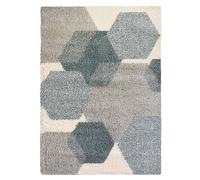 The Homemaker Rugs Collection Snug Shaggy Hexagon Rug Blue