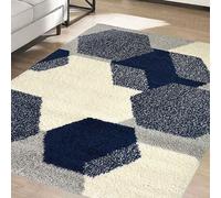 The Homemaker Rugs Collection Snug Shaggy Hexagon Rug Navy