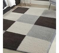 The Homemaker Rugs Collection Snug Shaggy Squares Rug Grey