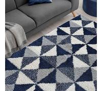 The Homemaker Rugs Collection Snug Shaggy Triangles Rug Navy