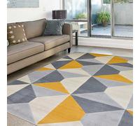 The Homemaker Rugs Collection Square Block Rug Grey/ochre