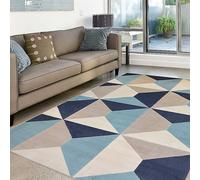 The Homemaker Rugs Collection Square Block Rug Natrl/blue