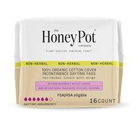 The Honey Pot Company, Non-Herbal Infused Cotton Incontinence Pads with Wings, 16 Count