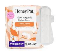 The Honey Pot Company, Non-Herbal Pads with Wings, Organic Overnight, 12 Count