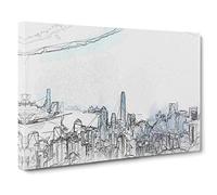 The Hong Kong Skyline in China Canvas Print | Gallery Wrapped 30mm Frame Wall Art | 30x20 inches | Ready to Hang | Abstract Cityscape Picture | Living Room Bedroom Lounge Office