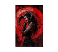 The Horned Witch in The Gothic Blood-red Circle Canvas Poster Wall Art Decor Print Picture Paintings for Living Room Bedroom Decoration 12x18inch(30x45cm)