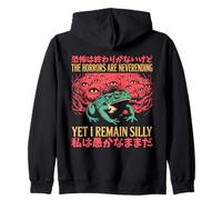 The Horrors Are Neverending Yet I Remain Silly Surreal Frog Zip Hoodie