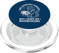 The Horrors Persist But I Have My Watercolors Funny Cat PopSockets PopGrip for MagSafe