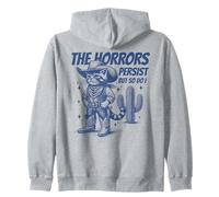 The Horrors Persist But So Do I Funny Cowboy Cat Zip Hoodie