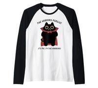The Horrors Persist Funny Black Cat Vampire Meme Raglan Baseball Tee