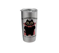 The Horrors Persist Funny Black Cat Vampire Meme Stainless Steel Insulated Tumbler