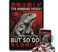 The Horrors Persist Iguana Gothic Japanese Ho Jigsaw Puzzle, 300 Pieces | Jigsaw Puzzle for Adults - visual matching for a more organised build on quiet evenings.