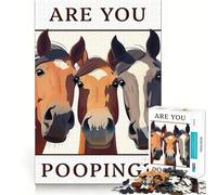 The Horse Bathroom Invasion Jigsaw Puzzles for Adults 1000 Pieces Brain Challenge Toy Quiet Fun Precise Cut Wall Art Decor (50x75cm)