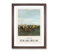 The Horse Races By Edgar Degas Exhibition Museum Painting Framed Print | A3 Walnut Framed Wall Art | Ready to Hang | Modern Animal Picture | Living Room Bedroom Lounge Office