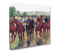 The Horse Riders by Edgar Degas Canvas Print | Gallery Wrapped 30mm Frame Wall Art | 14x14 inches | Ready to Hang | Modern Animals Picture | Living Room Bedroom Lounge Office