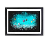 The Hot Air Balloons Paint Splash Framed Print | A2 Black Framed Wall Art | Ready to Hang | Modern Nature Picture | Living Room Bedroom Lounge Office