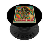 The Hot Mess Retro Skeleton Checkered Humor Art PopSockets Adhesive PopGrip