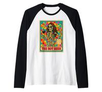 The Hot Mess Retro Skeleton Checkered Humor Art Raglan Baseball Tee