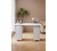 The Hot Sale 8-Drawer Mobile Manicure Table With Lockable Wheels In White White
